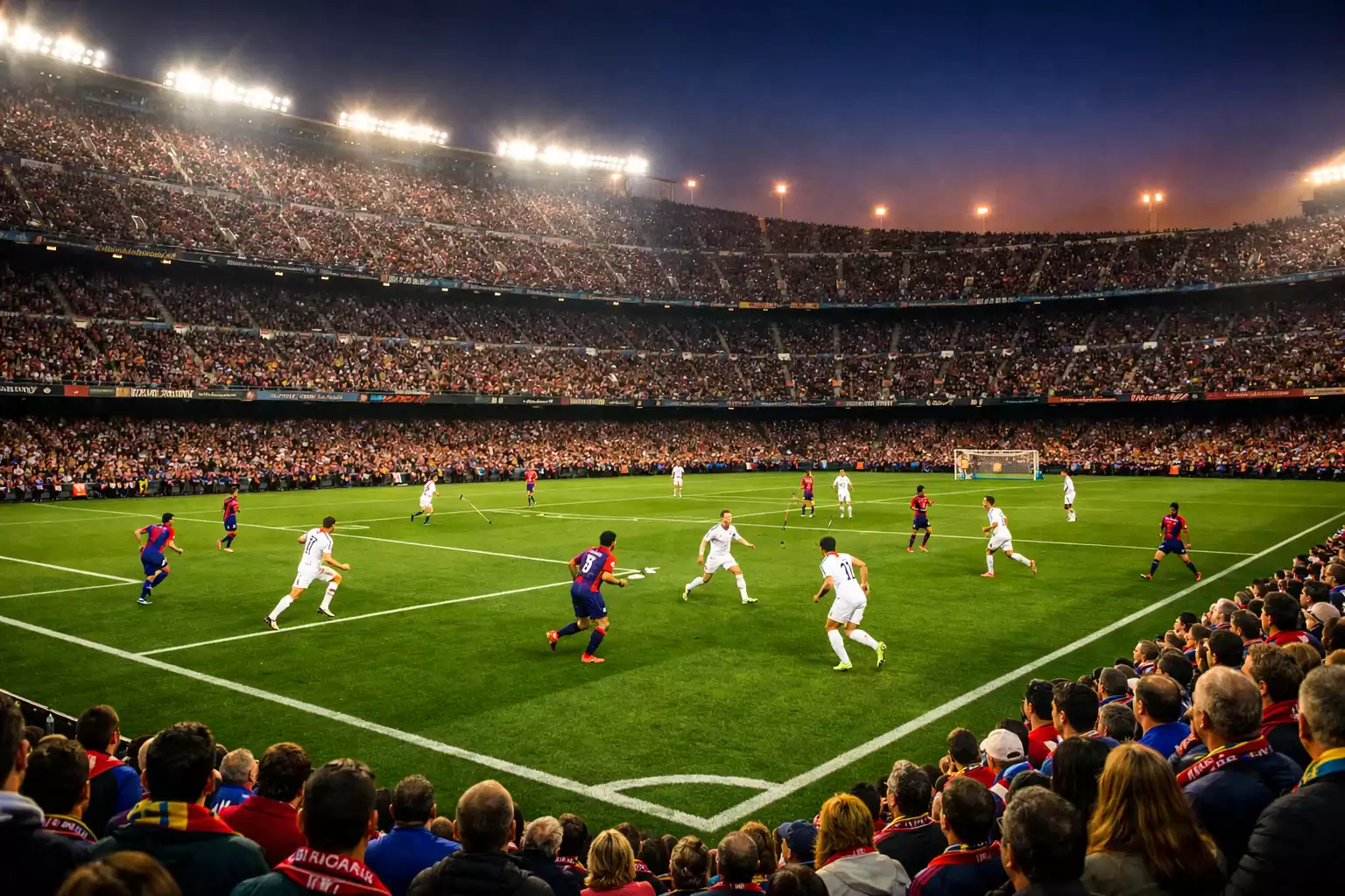 Estadio de fútbol español lleno de aficionados durante un partido de LaLiga
